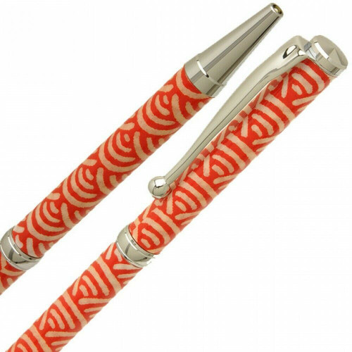 Gifu Mino Washi paper Japanese Ballpoint pen Seigaiha Wave Pattern Red Japan