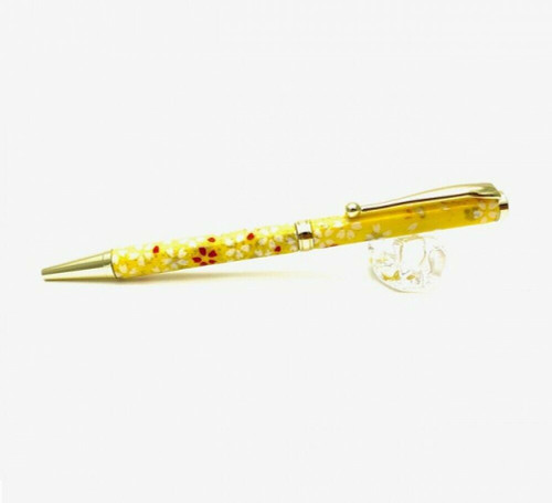 Gifu Mino Washi paper Japanese Ballpoint pen Cherry Sakura Gold Yellow Japan