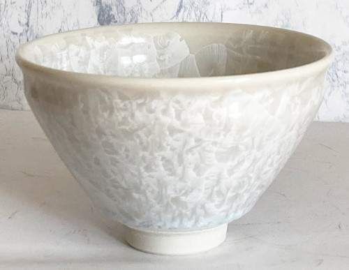 Chawan Japanese Tea Bowl Matcha Kyo Kiyomizu yaki ware Japan Crystal glaze White