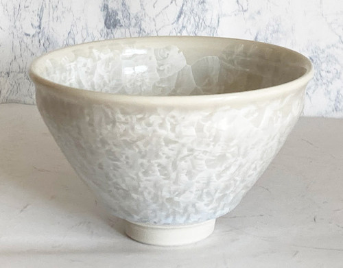 Chawan Japanese Tea Bowl Matcha Kyo Kiyomizu yaki ware Japan Crystal glaze White