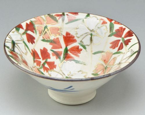 Kyo Kiyomizu yaki ware Japanese Sake cup Flower travelogue