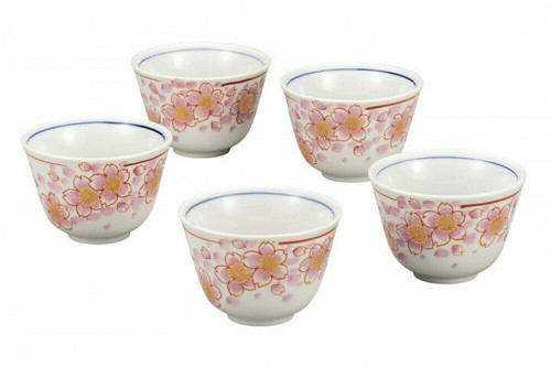 Kutani yaki ware Japanese Green Tea Cup Kumidashi Set Cherry blossom Japan