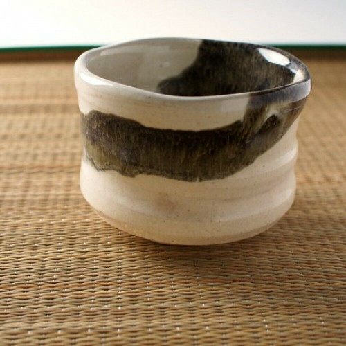 Chawan Mino yaki pottery Japanese Matcha Tea Bowl Small size UrushiNagashi Japan