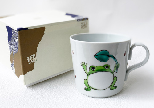 Kutani yaki ware Japanese Mug Coffee Tea Cup Flog Kaeru Chie Handcraft Japan