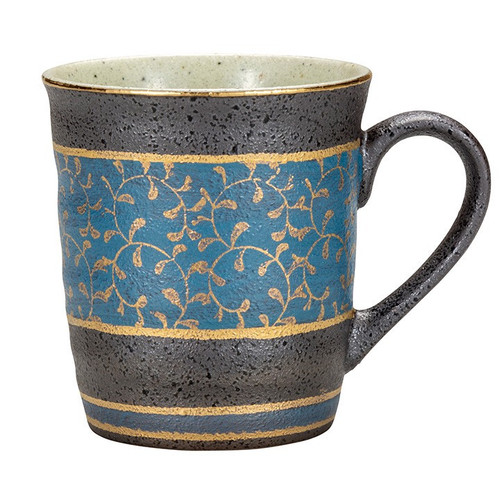 Kutani yaki ware Japanese Mug Coffee Tea Soup Cup handcraft Gold arabesque Kin