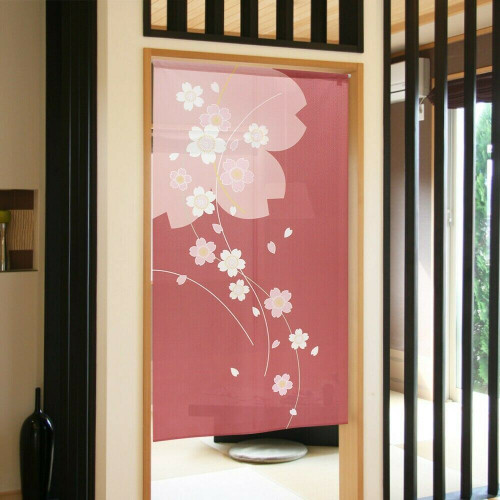 Noren Japanese Door Curtain 150*85cm Polyester Pink Cherry pattern Line Japan