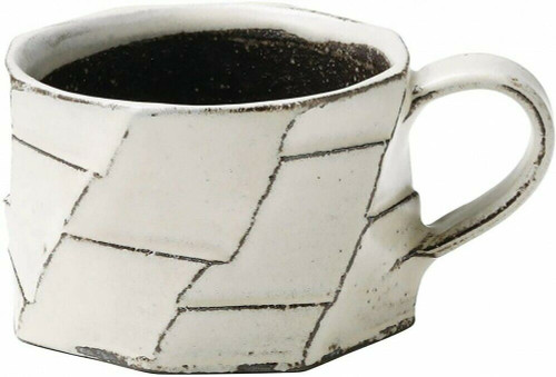 Shigaraki yaki Japanese pottery Tea Coffee Mug Cup White Men sogi Japan