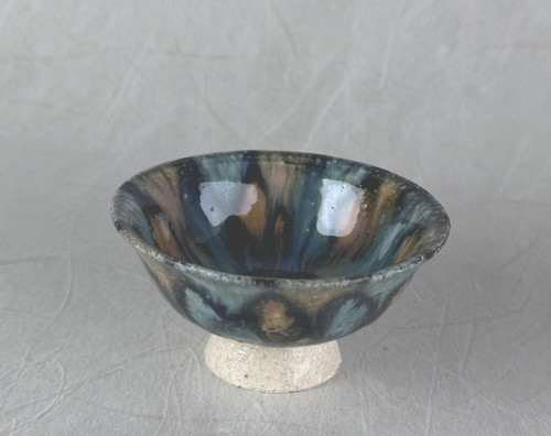 Kyo Kiyomizu yaki ware Japanese Sake cup Guinomi Kyo three color glaze Japan