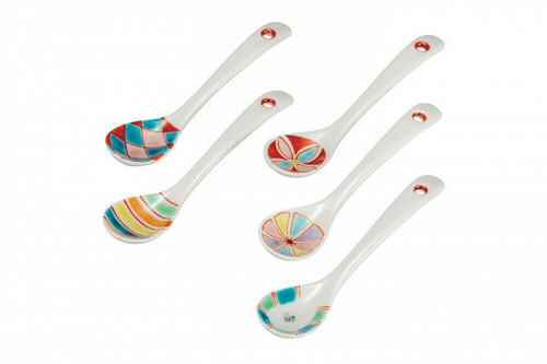 Ceramic Scoop set Kutani yaki porcelain Japan Iro-e set of 5
