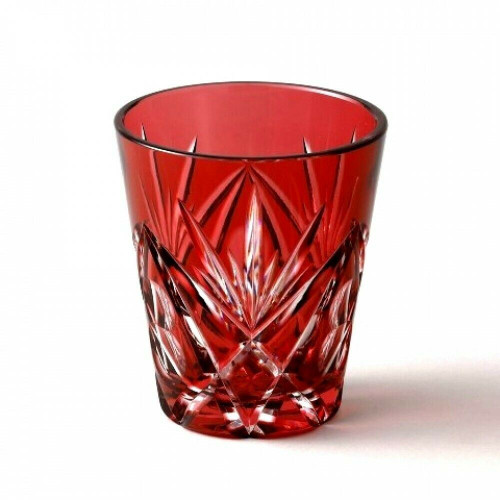 Edo kiriko Japanese Cutting Glass Ishizuka Haruki Crystal Red Wiskey Old Rock