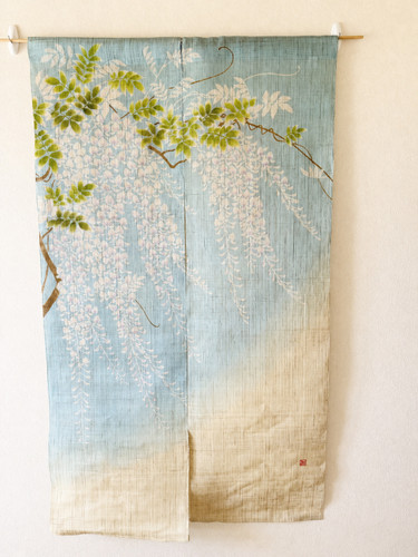 Kyoto Noren Japanese door curtain tapestry Linen 150*88cm Wisteria Blue Japan
