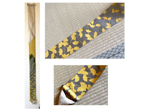 Kyoto Tapestry Wall Hanging Handpainted Linen Lines Ginkgo tree Autumn