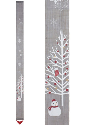 Kyoto Tapestry Wall Hanging Handpainted Linen Rime ice Chiristmas Snow man