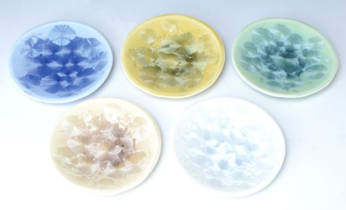 Kyoto Japanese small plate set of 5 Kyo Kiyomizu yaki Crystal flower glaze Japan
