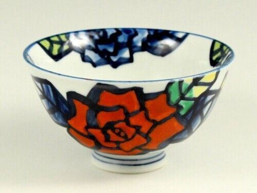 Arita yaki porcelain Japanese Rice Bowl Gohan Chawan Handpaint Rose S Japan
