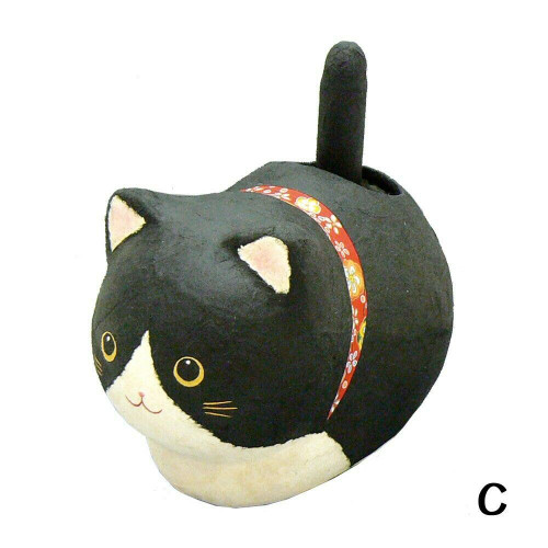 Solar powered Kyoto Japanese Relax cat bobble tail Neko Washi Black Cat