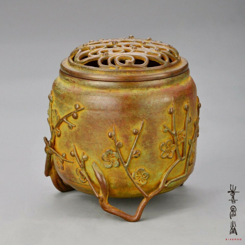 Koro Japanese Bronze Incense burner Takaoka Hakuju motif longevity