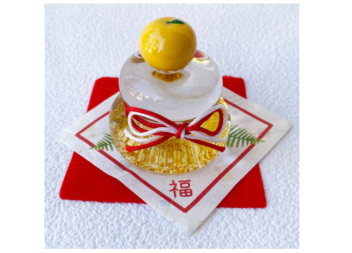 Kyoto Kagami mochi Japanese New year ornaments Omochi Mikan Crystal glass Japan