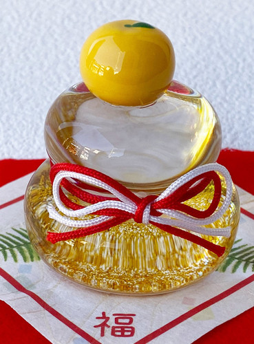 Kyoto Kagami mochi Japanese New year ornaments Omochi Mikan Crystal glass Japan