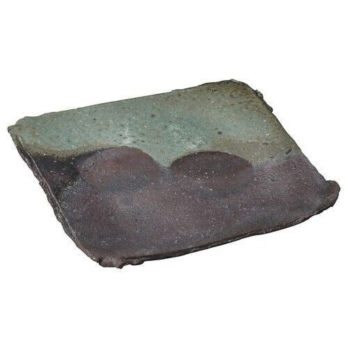Shigaraki yaki ware Japanese pottery Square Plate L Carbonization Ash glaze