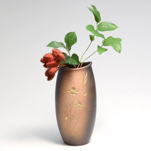 Shigaraki yaki ware Japanese flower pot vase Handcraft Bidro glaze