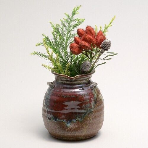 Shigaraki yaki ware Japanese flower pot vase Handcraft Bidro glaze
