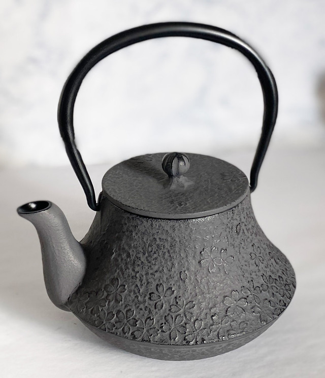 Japanese Cast Iron Teapot Vtg Kyusu Tetsubin Kettle Flower Nanbu