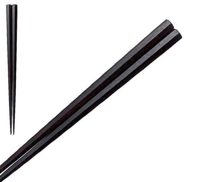 Joho-ji Urushi Japanese Lacquered Chopstick Stripe Black Ebony Japan Heptagon S