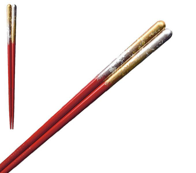 Wakasa nuri Japanese Lacquered Chopstick Japan Red S Shukusai Gold Silver foil
