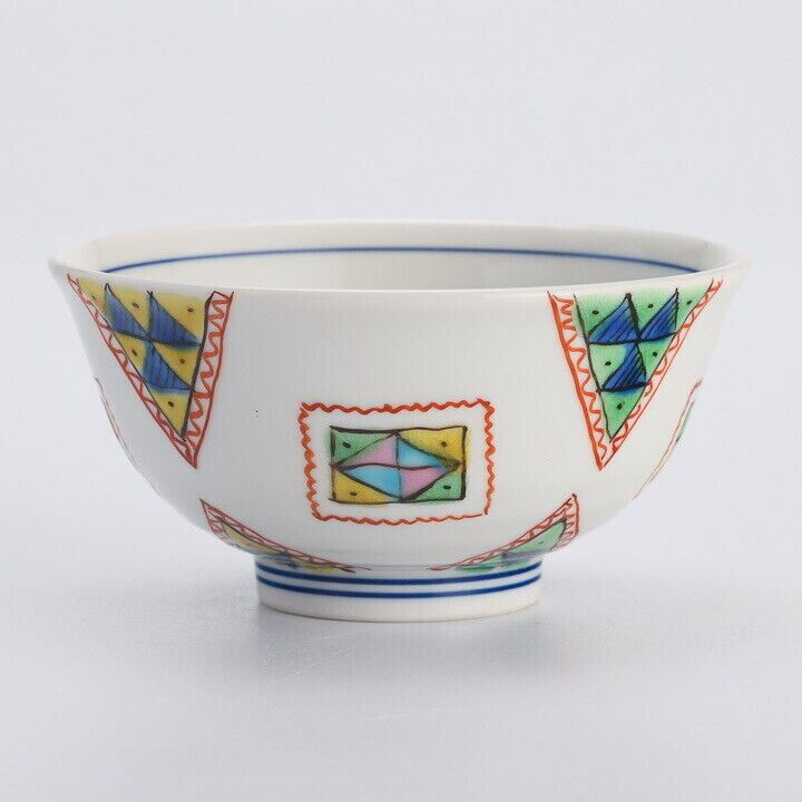 Kutani yaki porcelain Japanese Rice bowl Gohan Chawan Patchwork Ginshu Japan