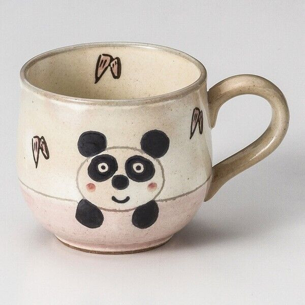 Mino ware Japanese pottery Mug Coffee Tea cup Panda mug Pink Made in Japan