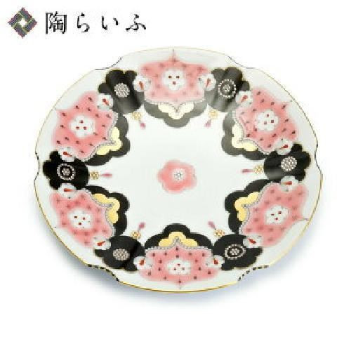 Kutani yaki porcelain Japanese serving plate Umeno Mika Robai Plum Pink Japan