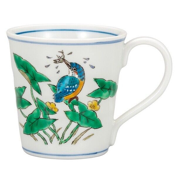 Kutani yaki ware Japanese Mug Coffee Tea Cup Kawasemi Kingfisher Bird Japan