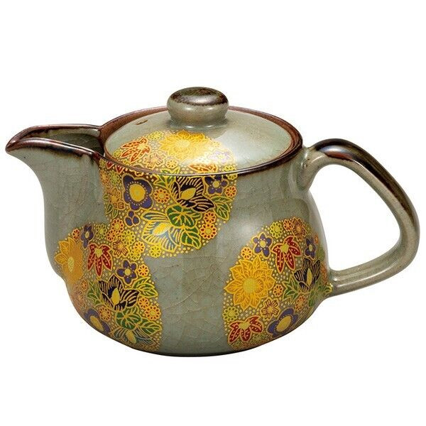 Kyusu Kutani yaki ware Japanese Green Tea pot Hanatsume Flower pattern Japan