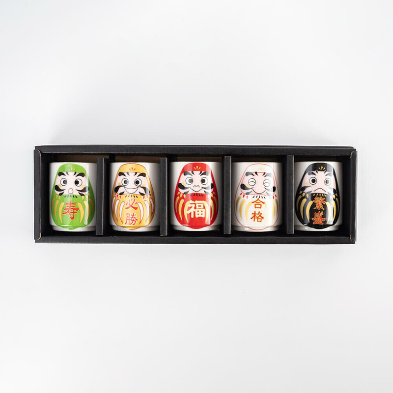 Mino ware Guinomi Japanese Sake cup Ceramic set Daruma darma doll Japan