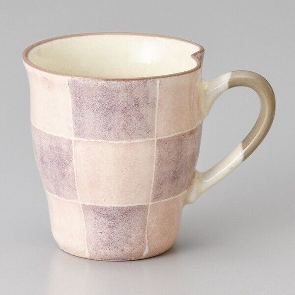 Mino ware Japanese pottery Mug Coffee Tea cup Ichimatsu Check Pink Japan