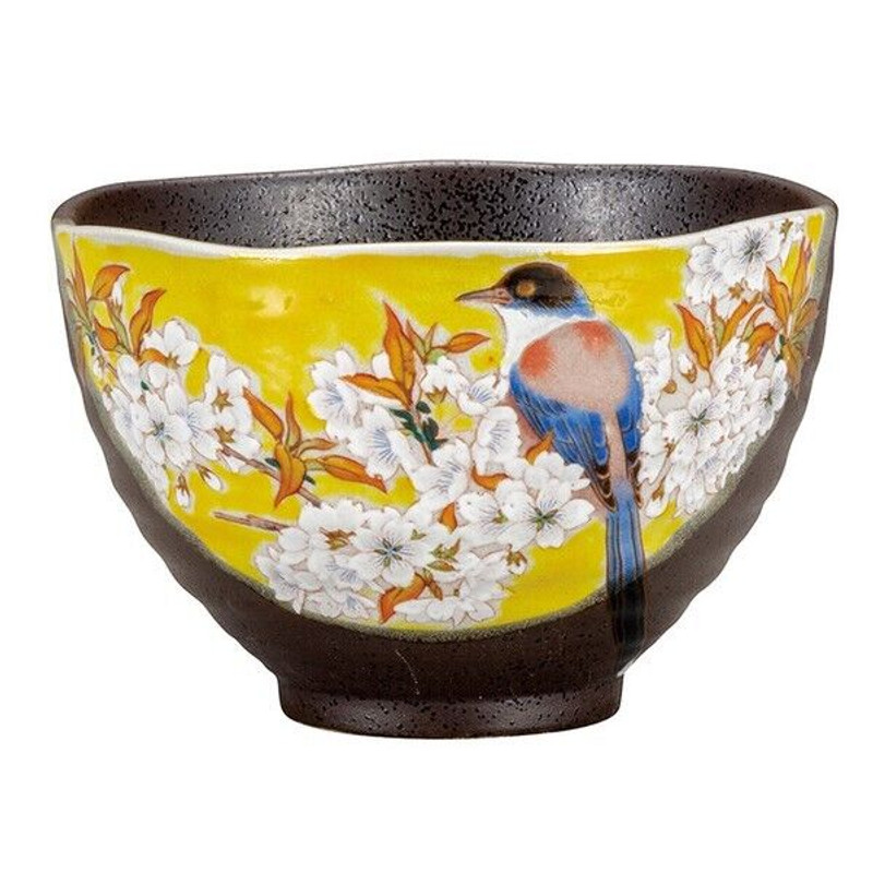 Kutani yaki ware Japanese Rice bowl Ochazuke ChawanYoshida-ya Flower Bird Japan
