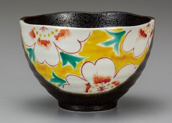 Kutani yaki ware Japanese Rice bowl Ochazuke ChawanFlower pattern Yellow japan