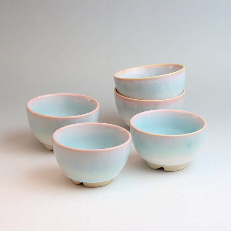 Hagi ware Yunomi Japanese tea cup Sencha Kumidashi set of 5 Mint Mame wan