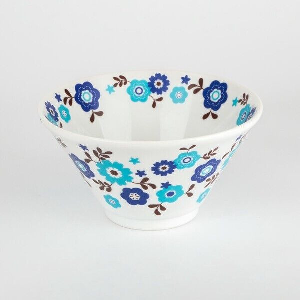 Mino ware Japan Japanese noodle bowl Ramen Udon Soba Flower garden Blue
