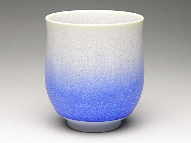 YUNOMI Japanese tea cup ARITA porcelain yaki SHIN-EMON AIZEN SUITEKI w/box Large