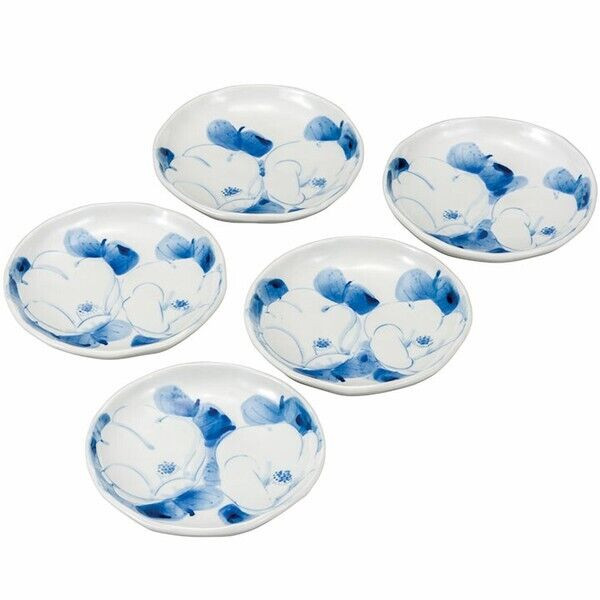 Kutani yaki ware Japanese Plate Dish set of 5 White camellia 5.82in Japan