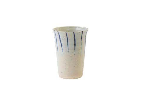 Shigaraki yaki Tumbler Sake water tea glass Sarasa-stripe Blue Made in Japan