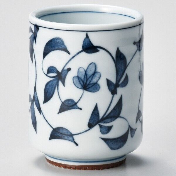 SUSHI Yunomi Mino ware Japanese green tea cup Large size Flower Arabesque Japan