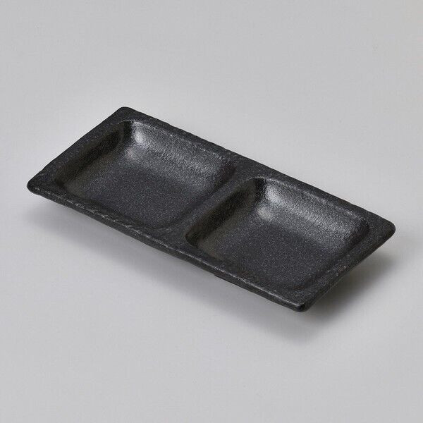 Mino ware Kobachi Japanese partition plate 2-section Ibushi Black Japan