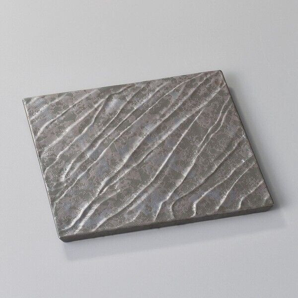 Mino ware Japanese Sarving dish plate Tataki Square 9.0in Black silver Ibushi