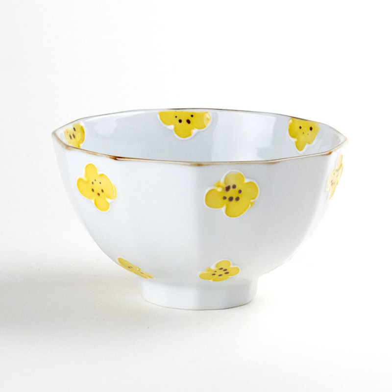 Arita ware Gohan Chawan Japanese Rice bowl Little flower Icchin-technic Yellow
