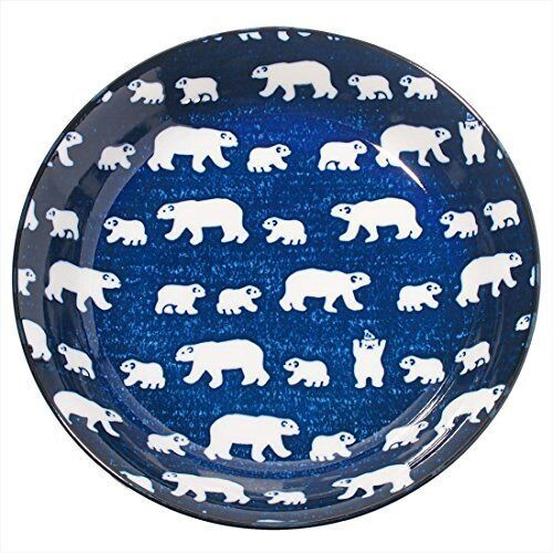 Mino ware pottery White bear Shirokuma Polar Bear Curry Pasta plate dish Navy