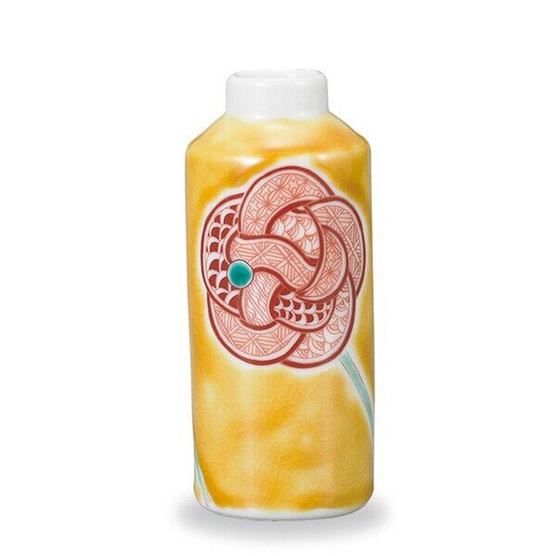 Kutani ware porcelain  Essential oil diffuser pot Yellow glaze Mizuhiki Japan