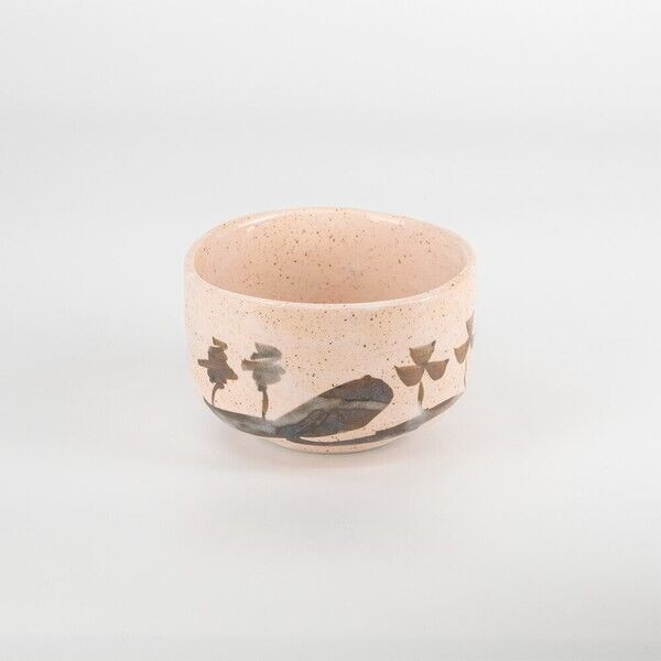 Chawan Mino ware Japanese Matcha Tea bowl Momoyama style Sansui Landscape Japan